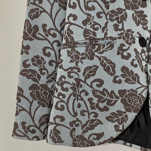 St. Emile Floral Print Cotton Blazer Jacket Blue Brown Size 8 - Picture 5 of 15